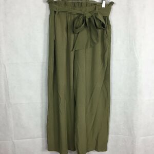Point Sur Pants Womens Sz 2 Olive‎ Green Cropped Paper Bag Belted Wide Leg